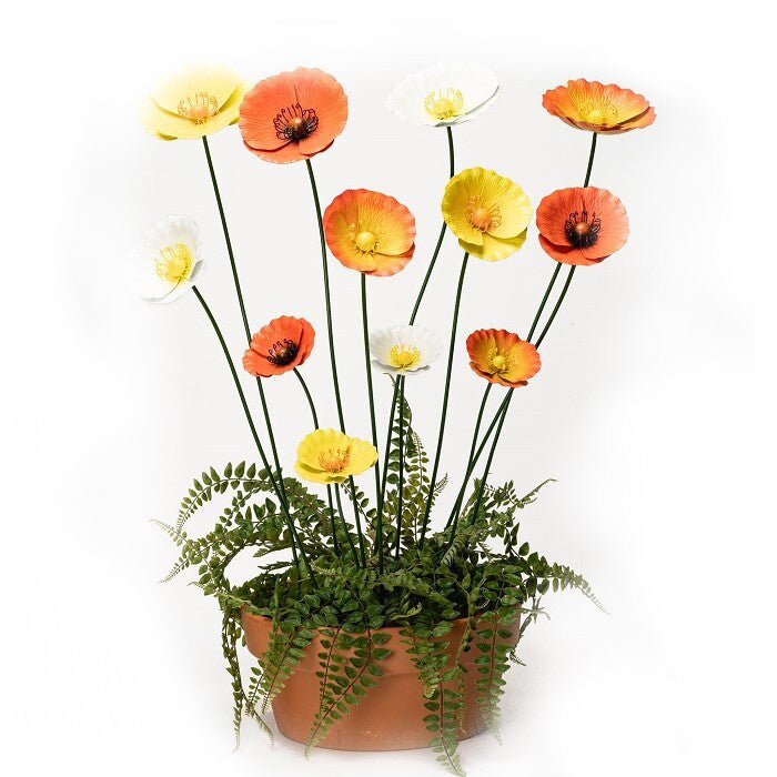 15648-3pc-stake-49-75-90cm-metal-poppy-sunset-flower-garden-decor