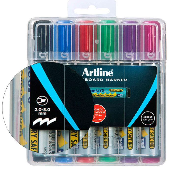 157946hc-6pc-artline-579-wboard-markers-assorted-colours