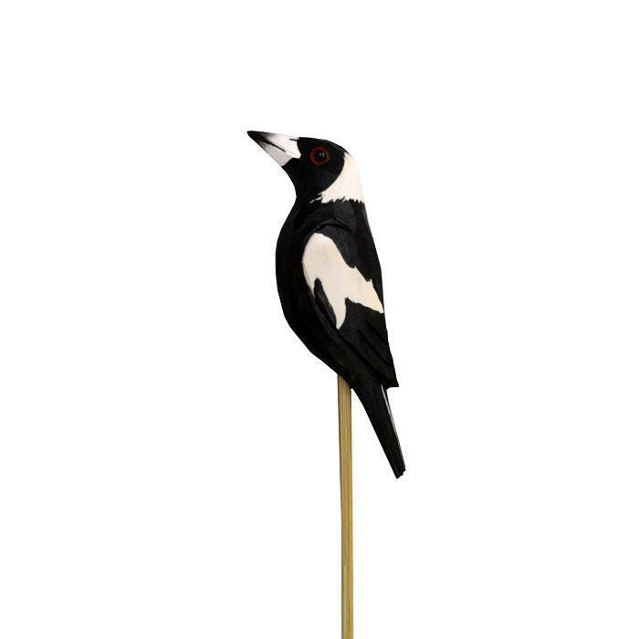 17338-timber-magpie-on-stick-6-6cm-bird-ornament-decor-black