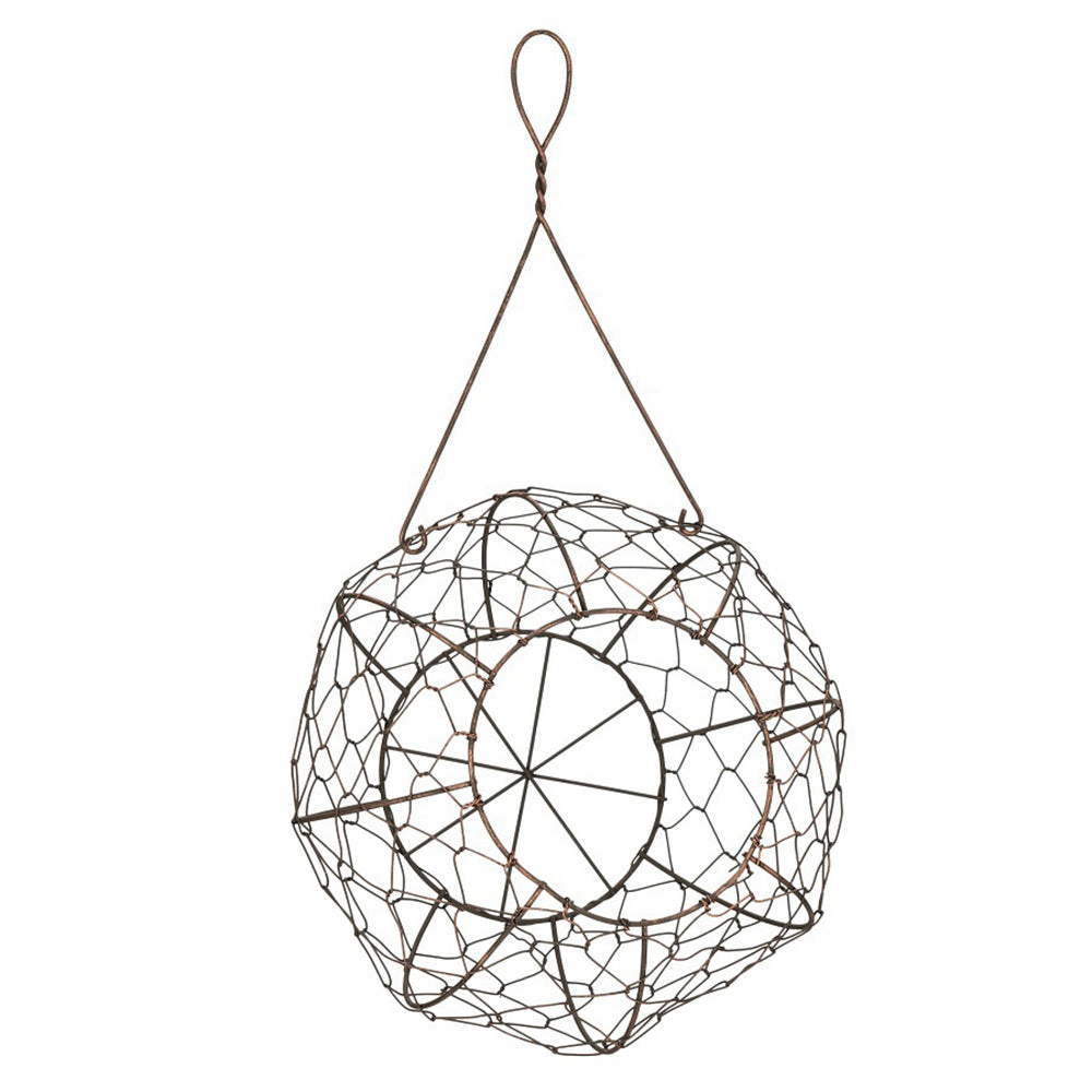 18274-hanging-31cm-wall-wire-round-metal-planter-garden-decor-brown