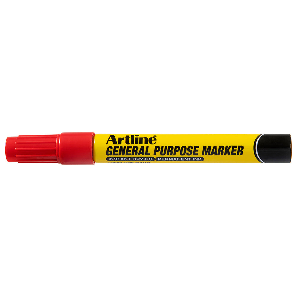 195102r-12pk-artline-general-purpose-permanent-marker-1-5mm-bullet-nib-red