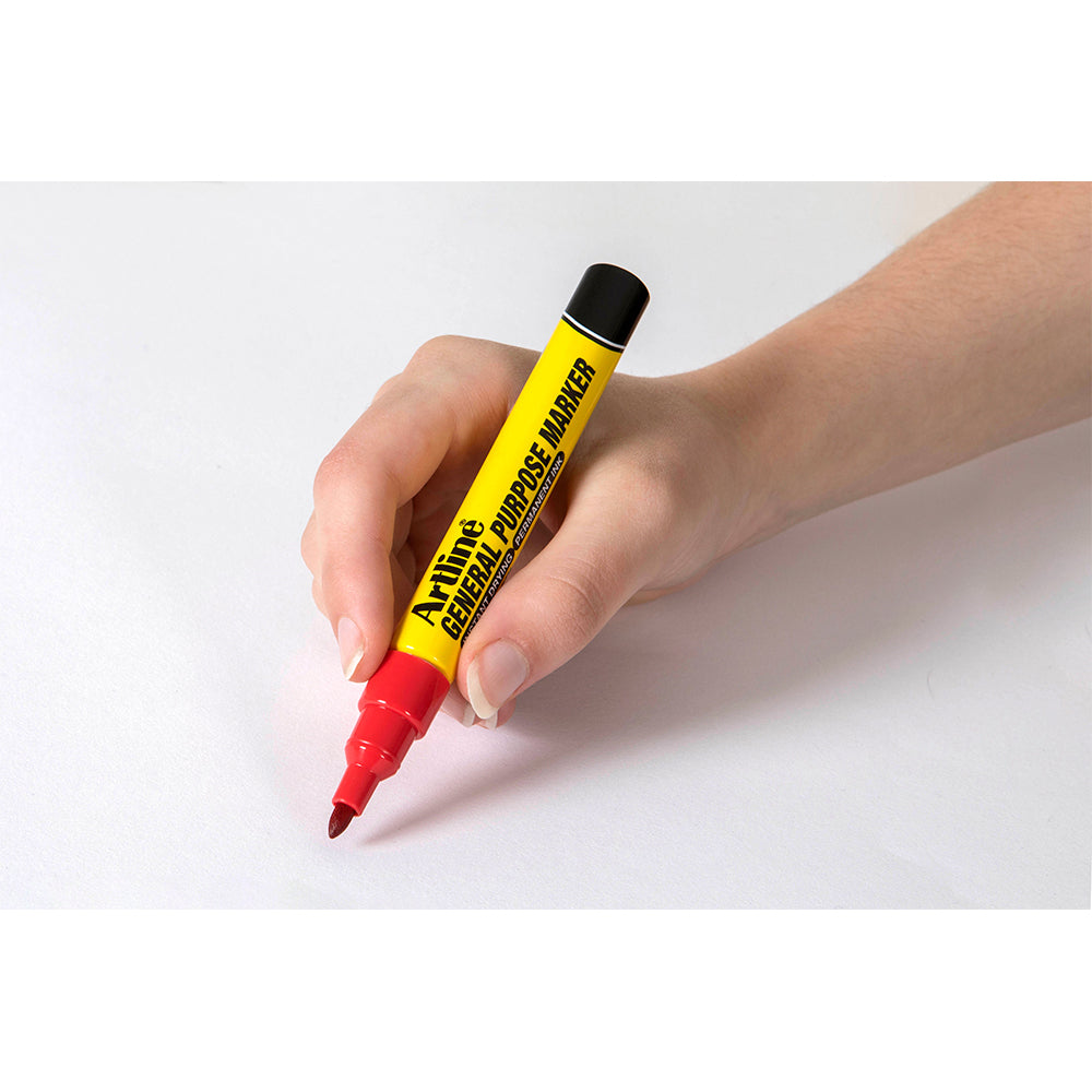 195102r-12pk-artline-general-purpose-permanent-marker-1-5mm-bullet-nib-red