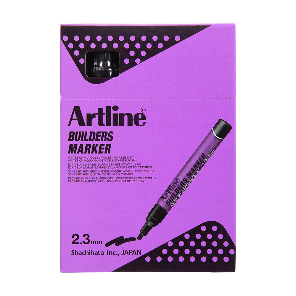 195201b-12pk-artline-builders-permanent-marker-2-3mm-bullet-nib-black
