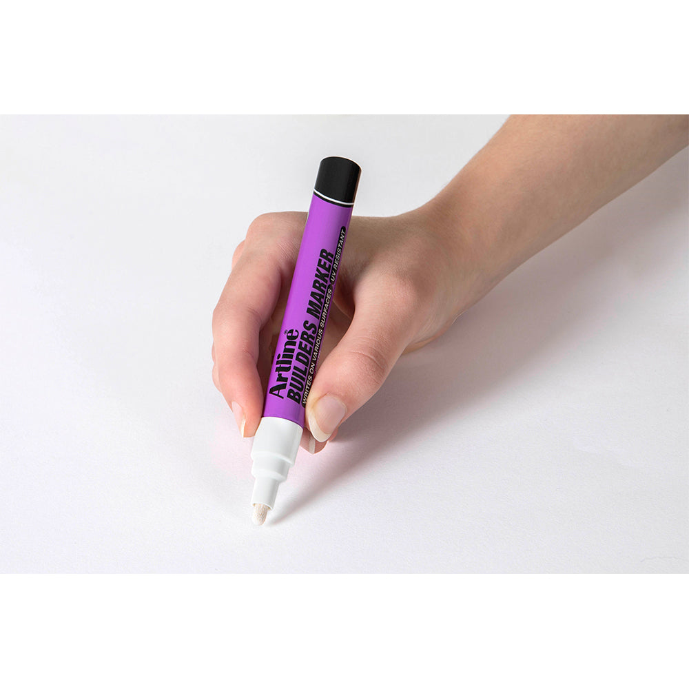 195233w-12pk-artline-builders-permanent-marker-2-3mm-bullet-nib-white