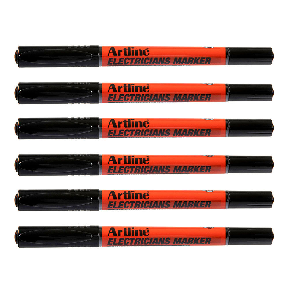195301b-12pk-artline-electricians-permanent-marker-1-4mm-dual-nib-black