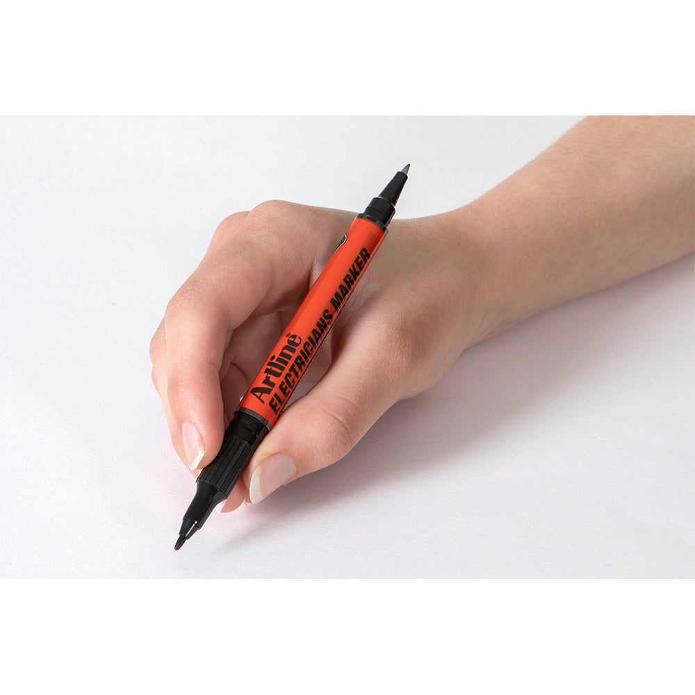 195301b-12pk-artline-electricians-permanent-marker-1-4mm-dual-nib-black