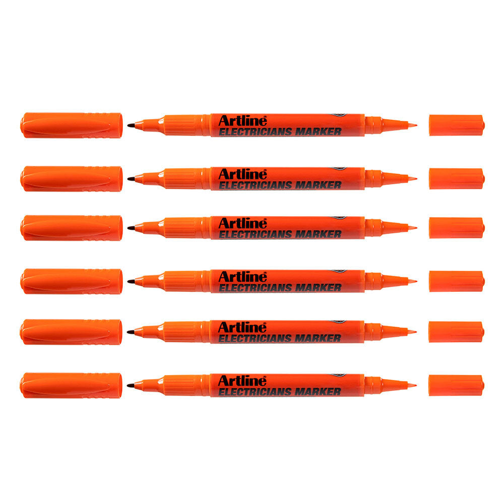 195305o-12pk-artline-electricians-permanent-marker-1-4mm-dual-nib-orange