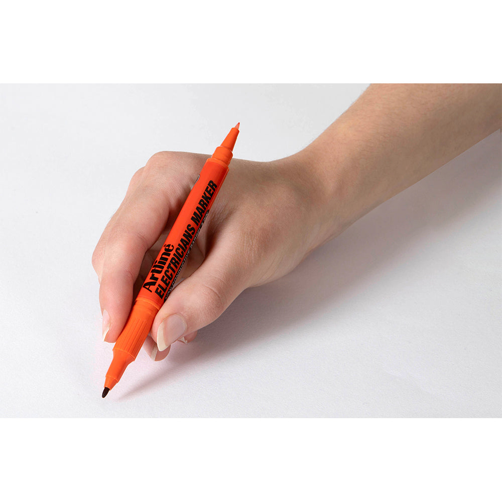 195305o-12pk-artline-electricians-permanent-marker-1-4mm-dual-nib-orange