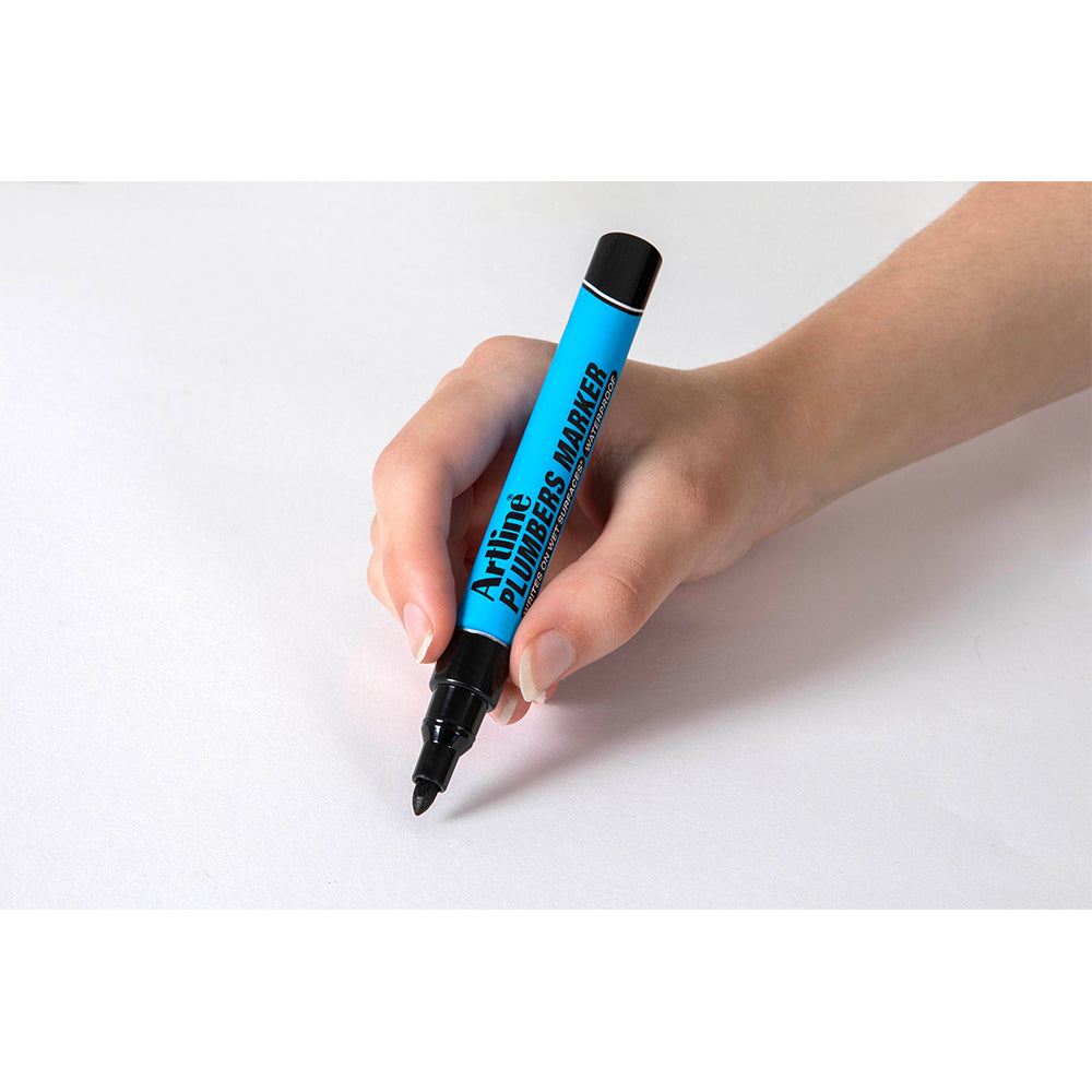 195501b-12pk-artline-plumbers-waterproof-permanent-marker-black
