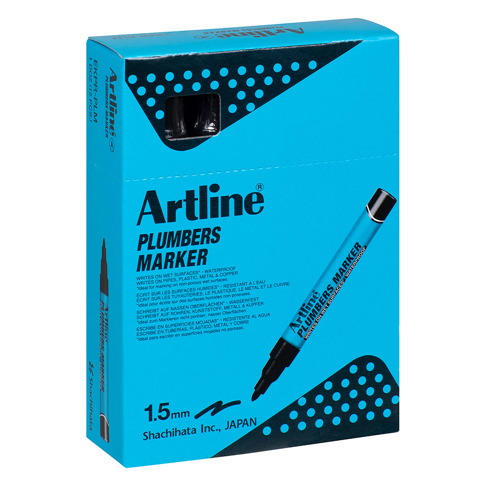 195501b-12pk-artline-plumbers-waterproof-permanent-marker-black