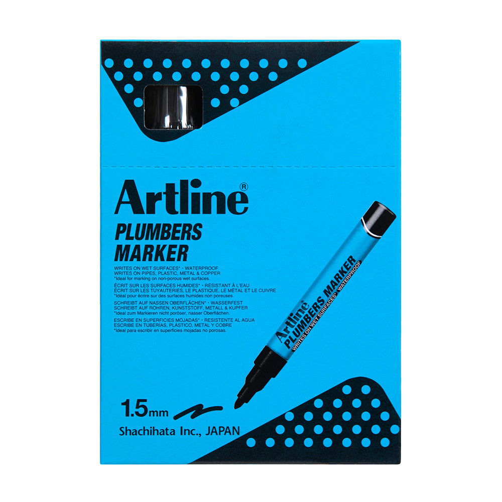 195501b-12pk-artline-plumbers-waterproof-permanent-marker-black