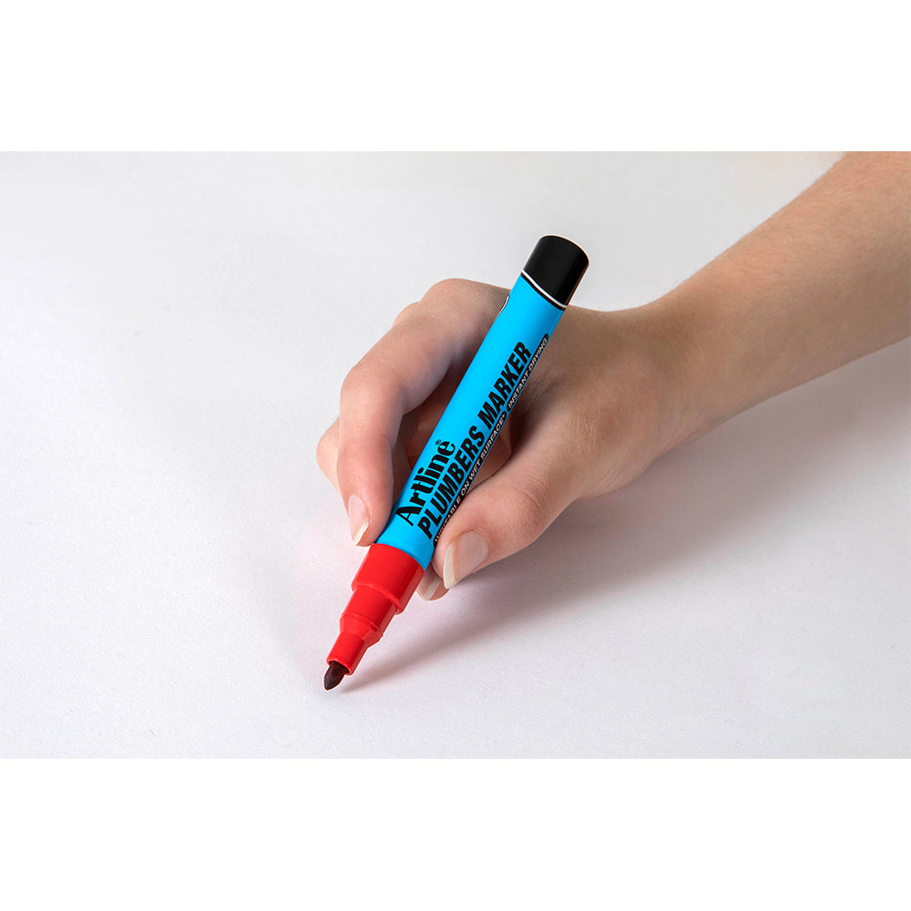 195502r-12pk-artline-plumbers-waterproof-permanent-marker-red