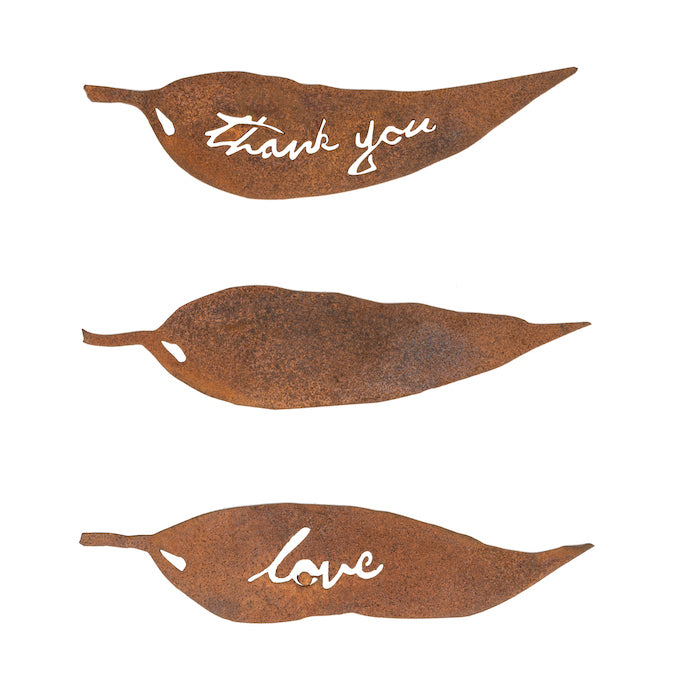19899-tags-gum-leaf-corten-steel-outdoor-ornament-assorted