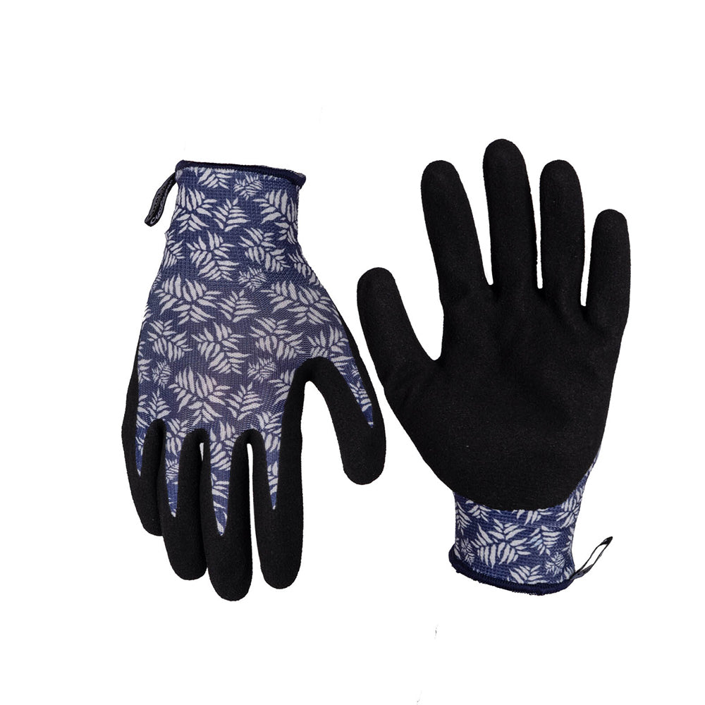 20113901-cyclone-size-large-gardening-gloves-fern-pattern-polyester-nitrile-purple-black
