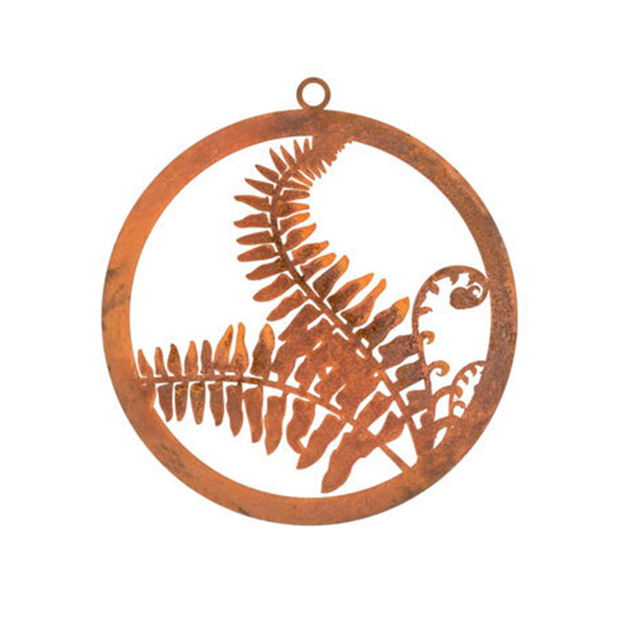 20291-single-ring-fern-30cm-corten-steel-hanging-garden-decor-brown