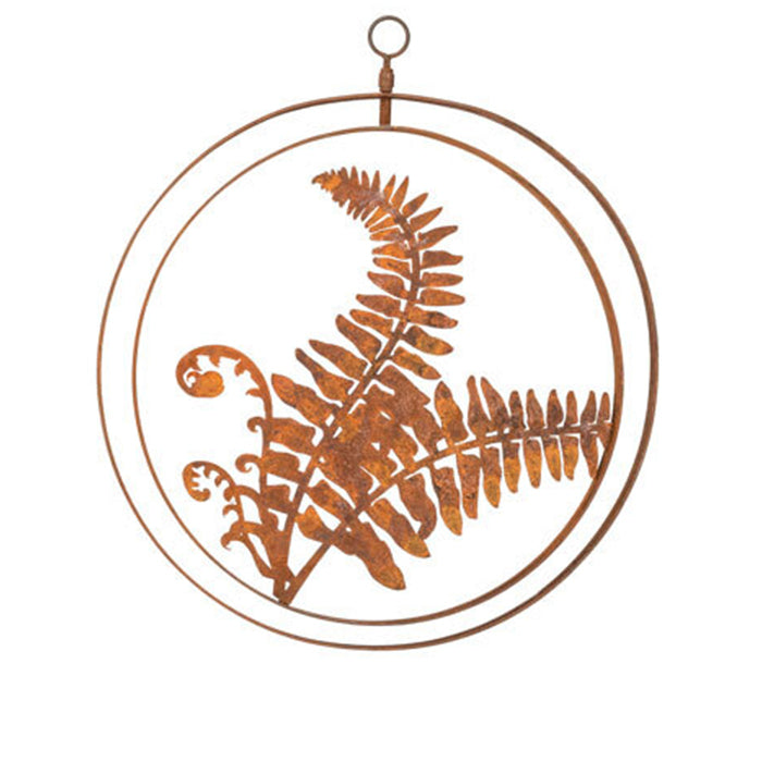 20307-double-ring-fern-34cm-corten-steel-hanging-garden-decor-brown