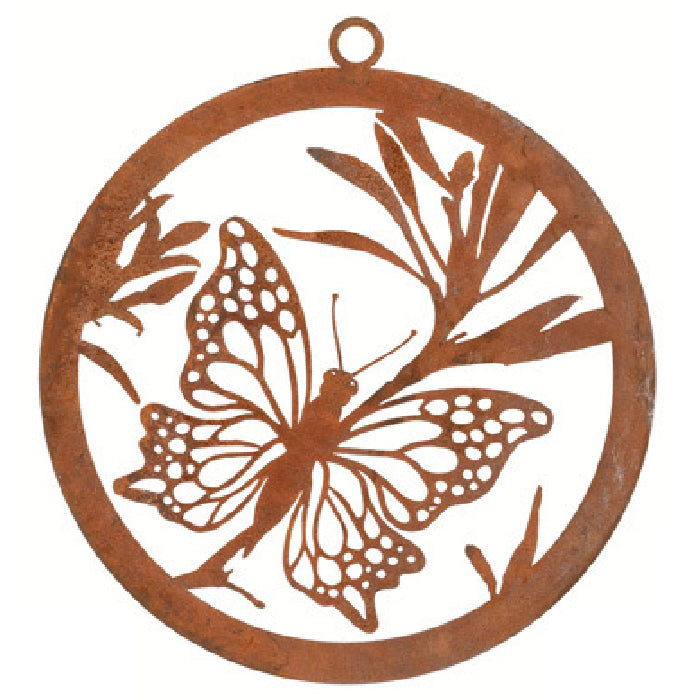 20338-single-ring-28cm-butterfly-corten-steel-ornament-decor-assorted