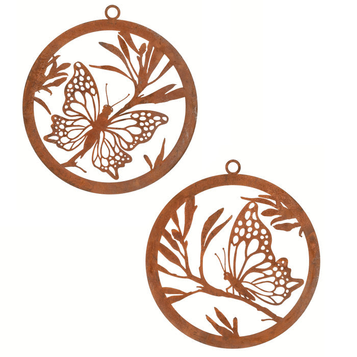 20338-single-ring-28cm-butterfly-corten-steel-ornament-decor-assorted