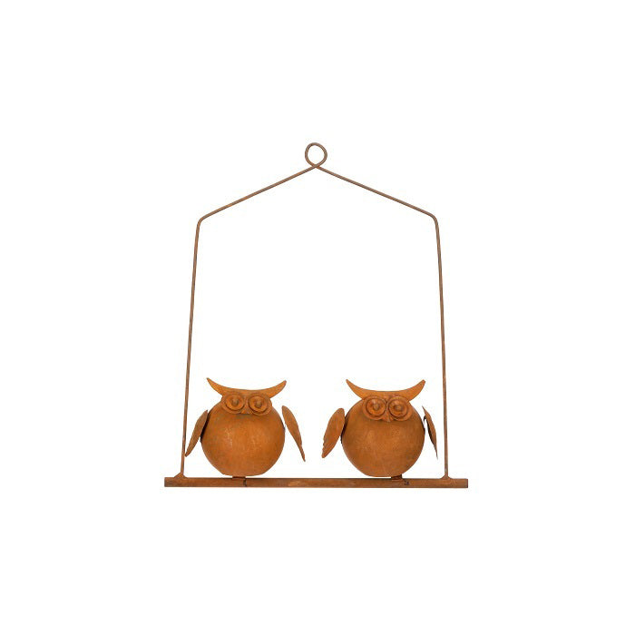 20642-round-owl-on-hanger-28-5cm-metal-outdoor-garden-decor-brown