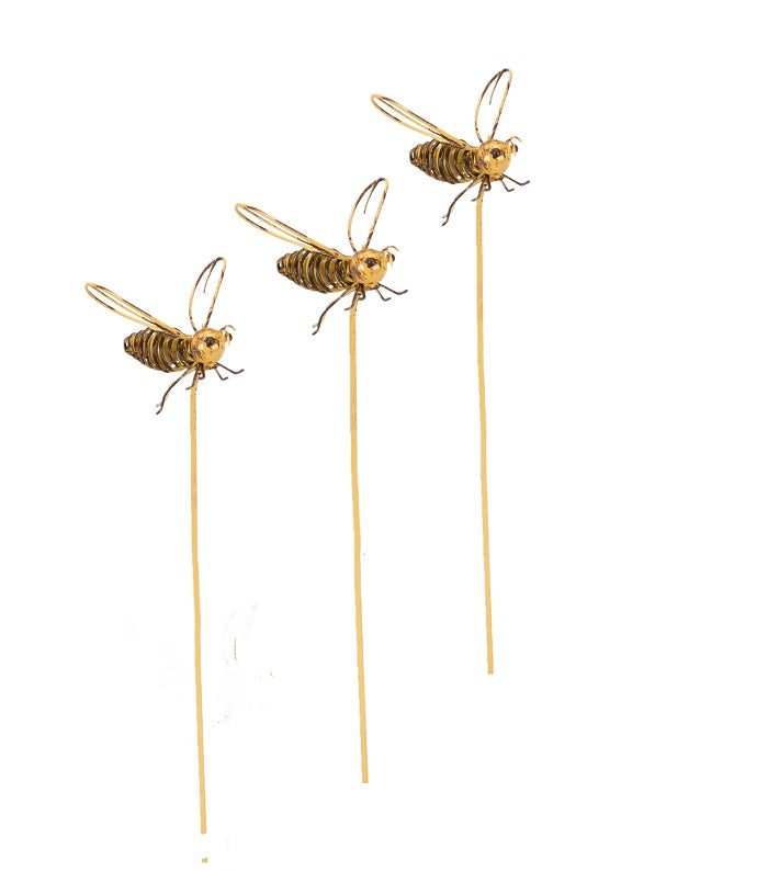 20918-bee-wire-on-stick-4cm-metal-outdoor-ornament-decor-small