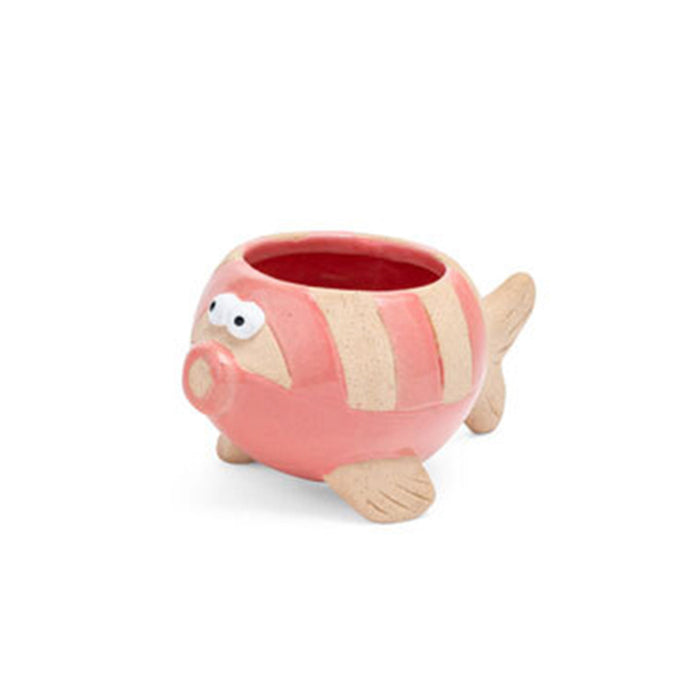 21403-fish-stoneware-11cm-pot-planter-garden-decor-small-pink