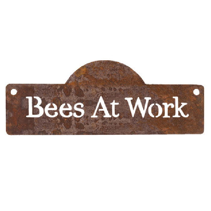 21687-sign-bees-20x8cm-rust-rectangle-hanging-wall-ornament-assorted