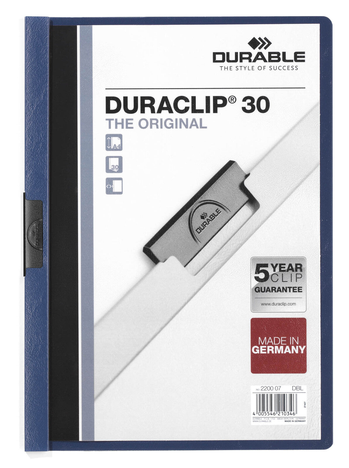 220007-durable-duraclip-30-sheet-a4-document-file-folder-dark-blue