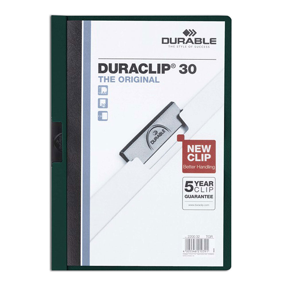 220032-durable-duraclip-30-sheet-a4-document-file-holder-dark-green