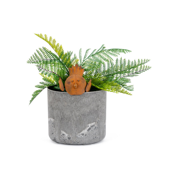 22141-tweety-9cm-pot-sitter-rust-metal-garden-decor-small-brown