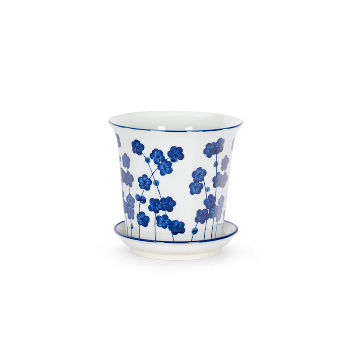 22639-4pc-fluted-flowers-pot-planter-w-saucer-dark-blue-white