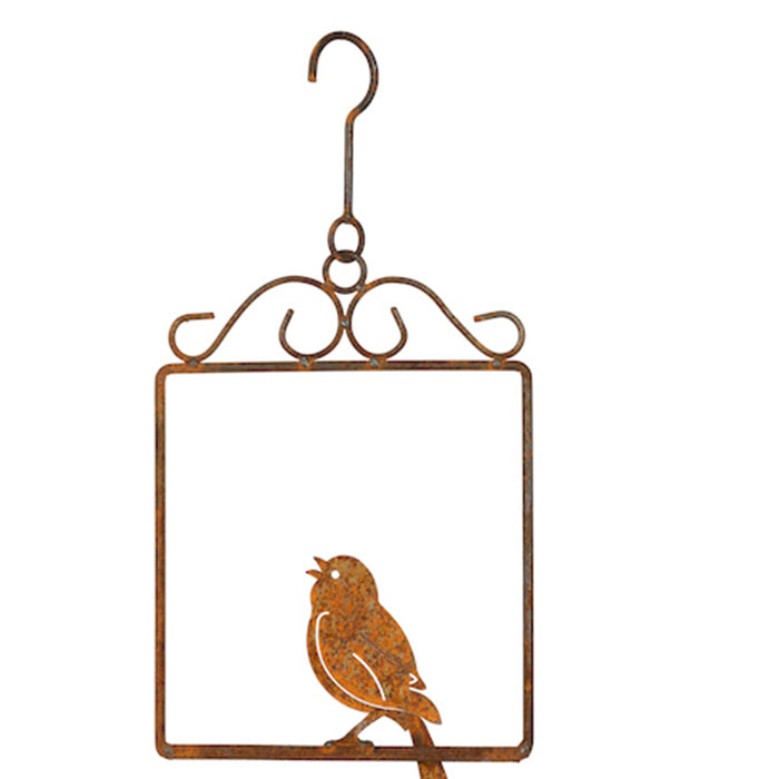 22912-hanging-bird-on-perch-27cm-rust-metal-ornament-decor-brown