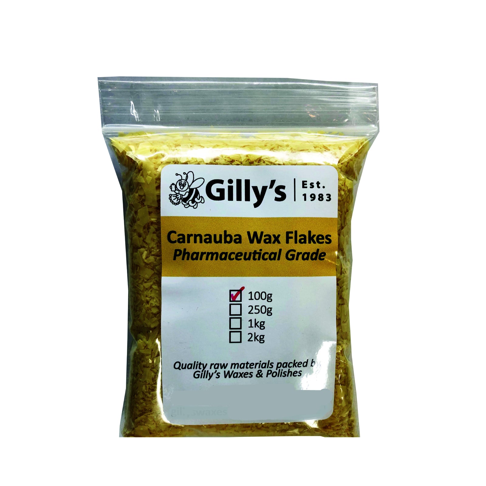 23015-gillys-carnauba-wax-flakes-for-furniture-polish-car-wax-candy-100g