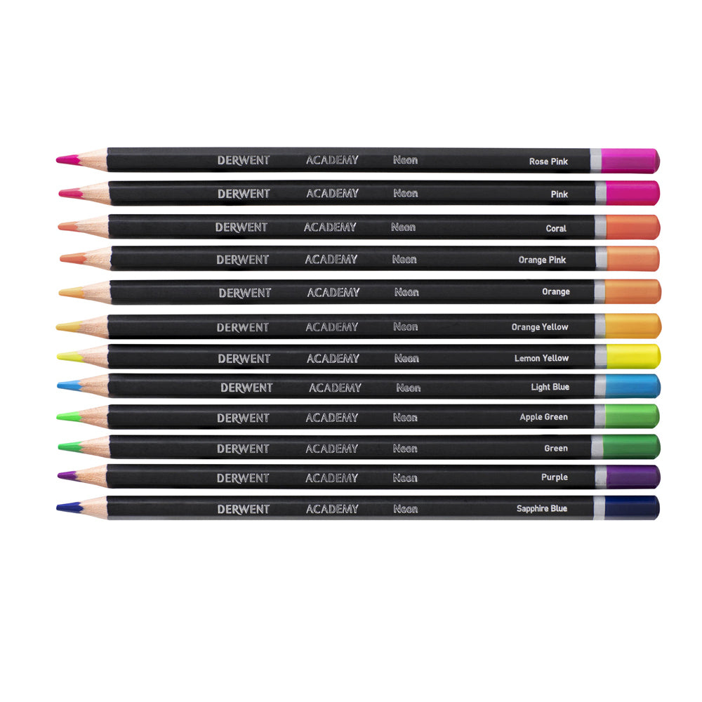 2301935-derwent-academy-art-craft-hexagonal-neon-colour-pencil-tin-12pc