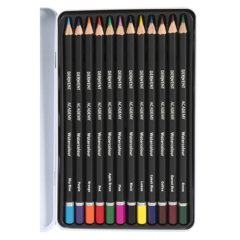 2301941-derwent-academy-art-craft-hexagonal-watercolour-pencil-tin-12pc