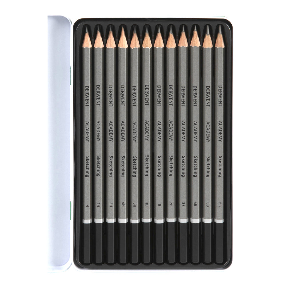 2301946f-derwent-academy-art-craft-hexagonal-sketch-pencil-tin-12pc