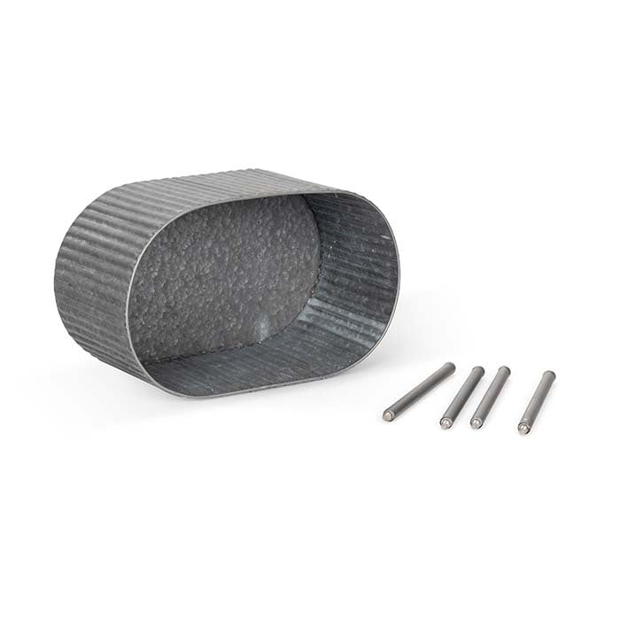 24855-2pc-pot-oblong-w-legs-ribbed-outdoor-yard-patio-garden-decor-charcoal