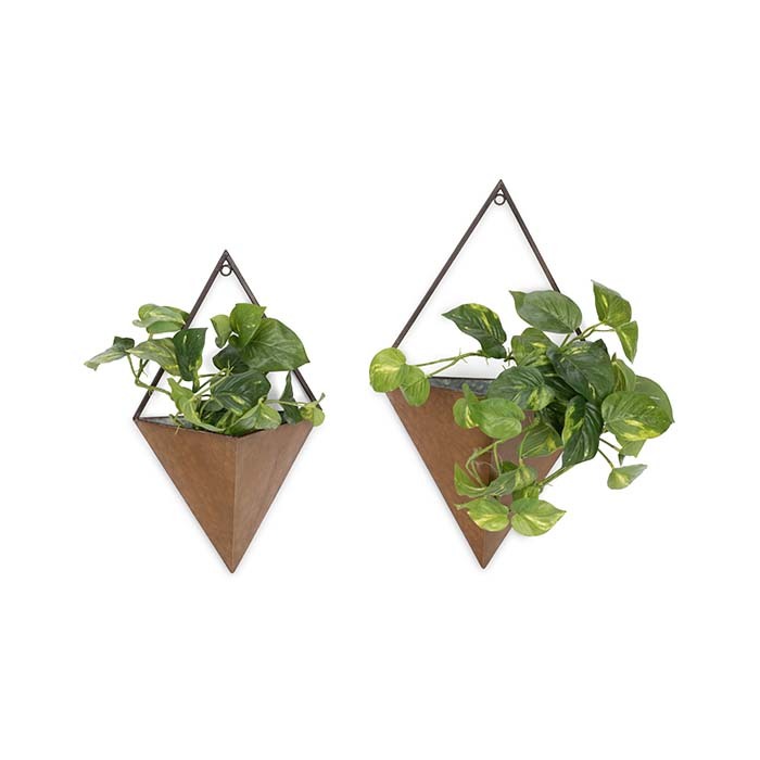 24893-2pc-pot-wall-prism-hanging-planter-outdoor-yard-patio-garden-decor-bronze