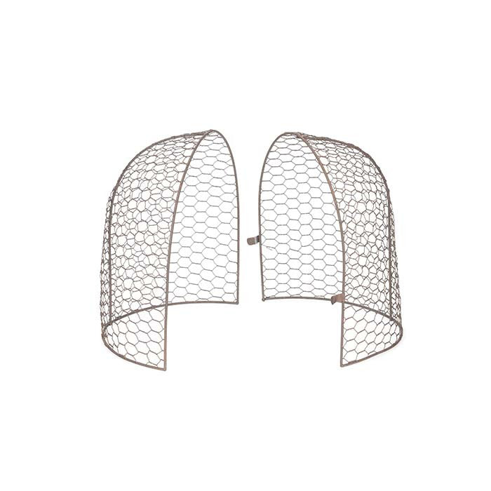 25142-2pc-tunnel-cloche-ends-30cm-wire-mesh-garden-decor-brown