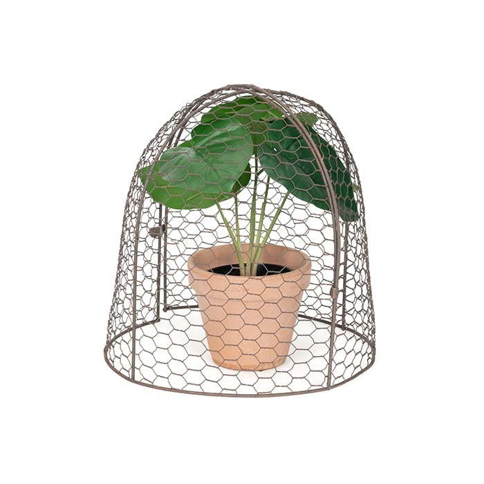 25142-2pc-tunnel-cloche-ends-30cm-wire-mesh-garden-decor-brown