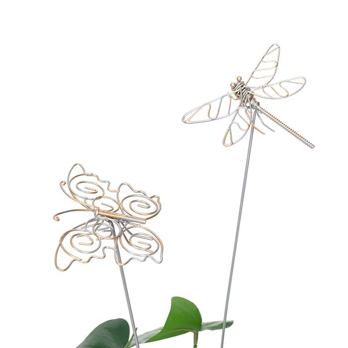 25258-butterfly-or-dragonfly-stick-41cm-garden-ornament-decor-silver-assorted