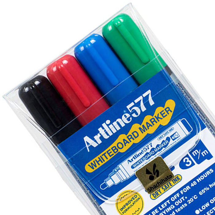 2806063-4pc-artline-577-whiteboard-marker-assorted-colours