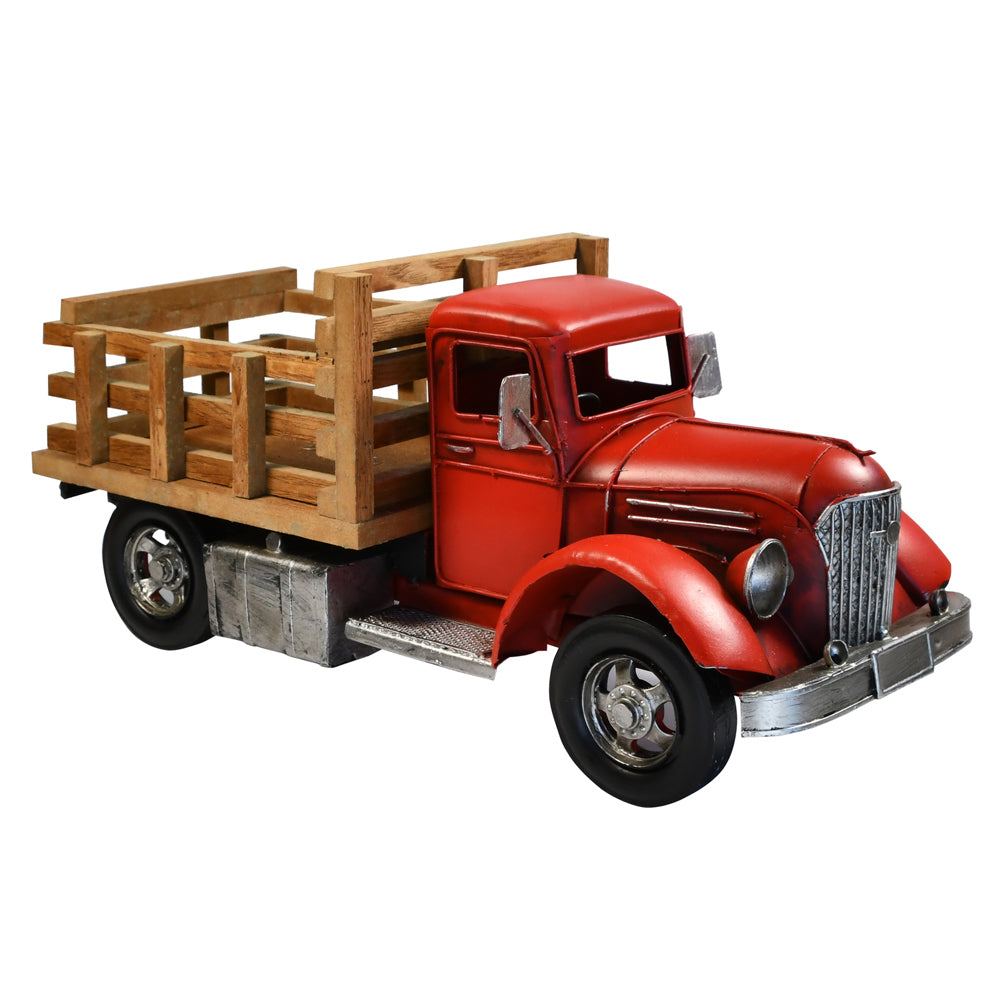 31129-auto-petit-farm-truck-metal-decorative-ornament-37x17cm-red