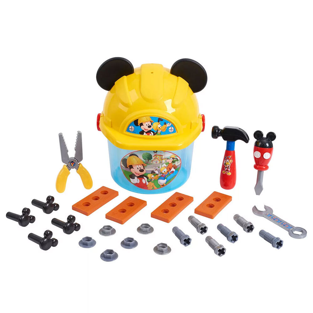 38576-29pc-mickey-mouse-handy-helper-tool-bucket-w-hard-hat-kids-toy-3y