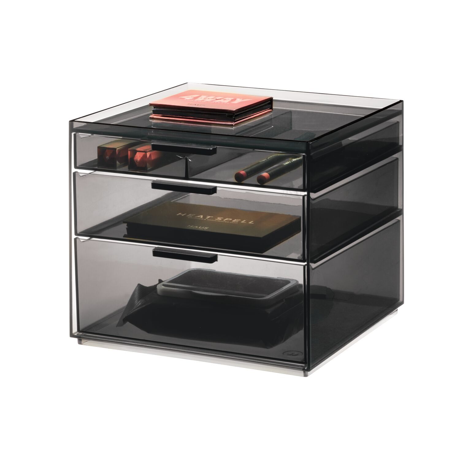 40209-idesign-3-drawer-20-95cm-tall-cosmetic-organiser-smoke-matte-black