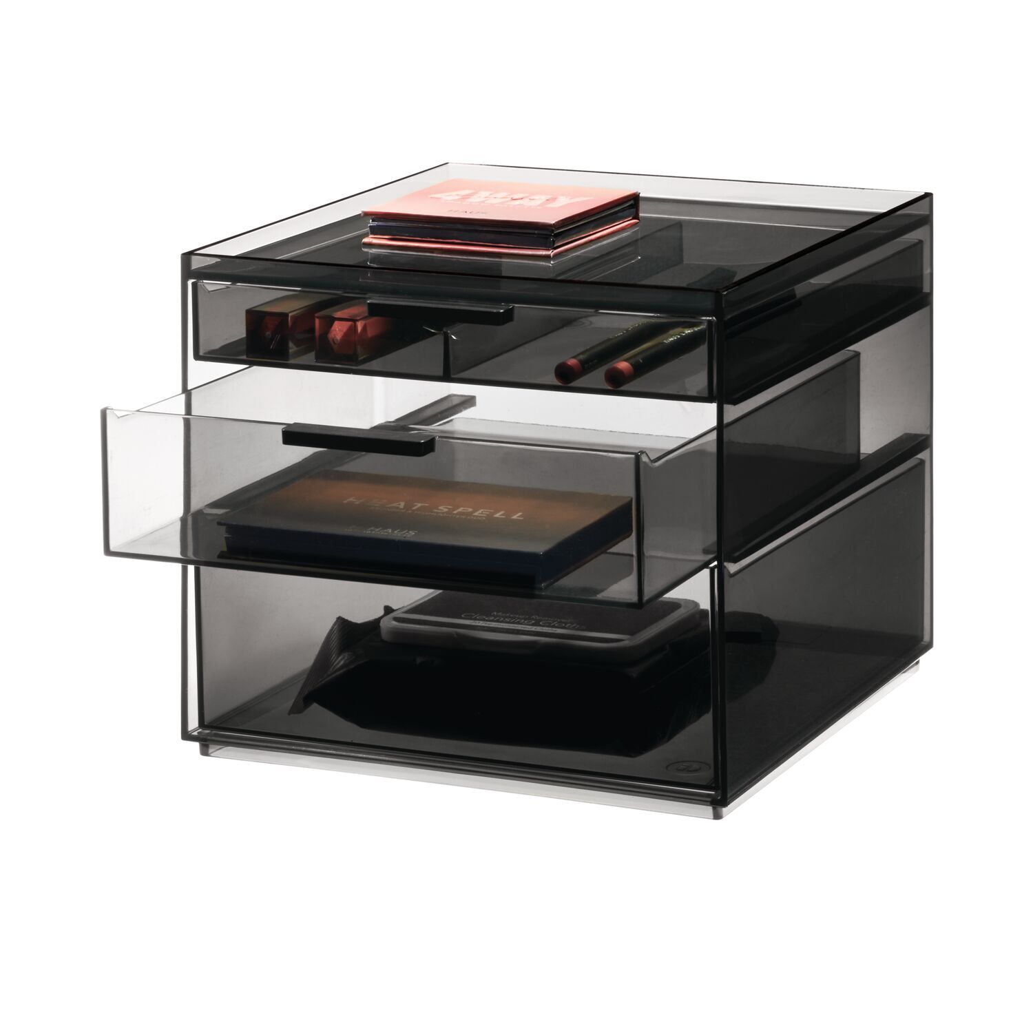 40209-idesign-3-drawer-20-95cm-tall-cosmetic-organiser-smoke-matte-black