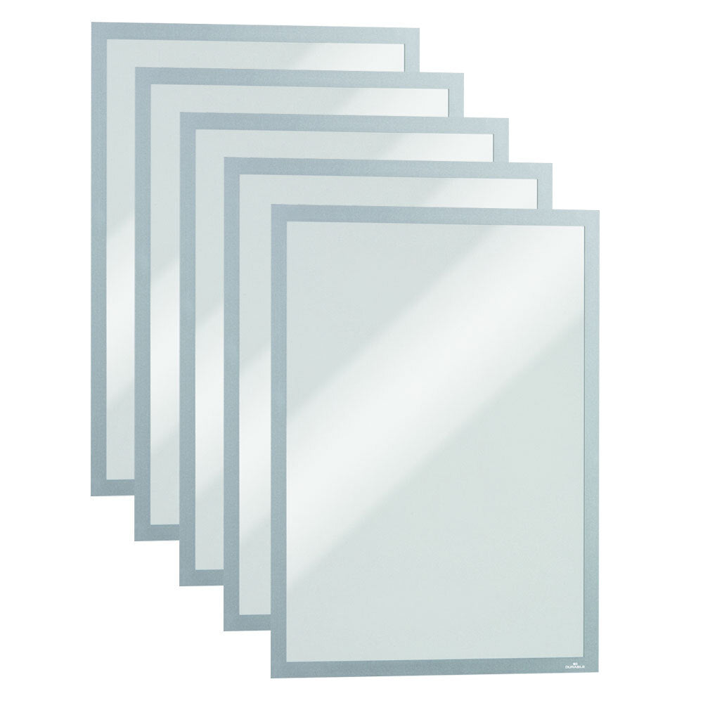 486823-5pc-durable-duraframe-magnetic-sign-holder-a3-silver