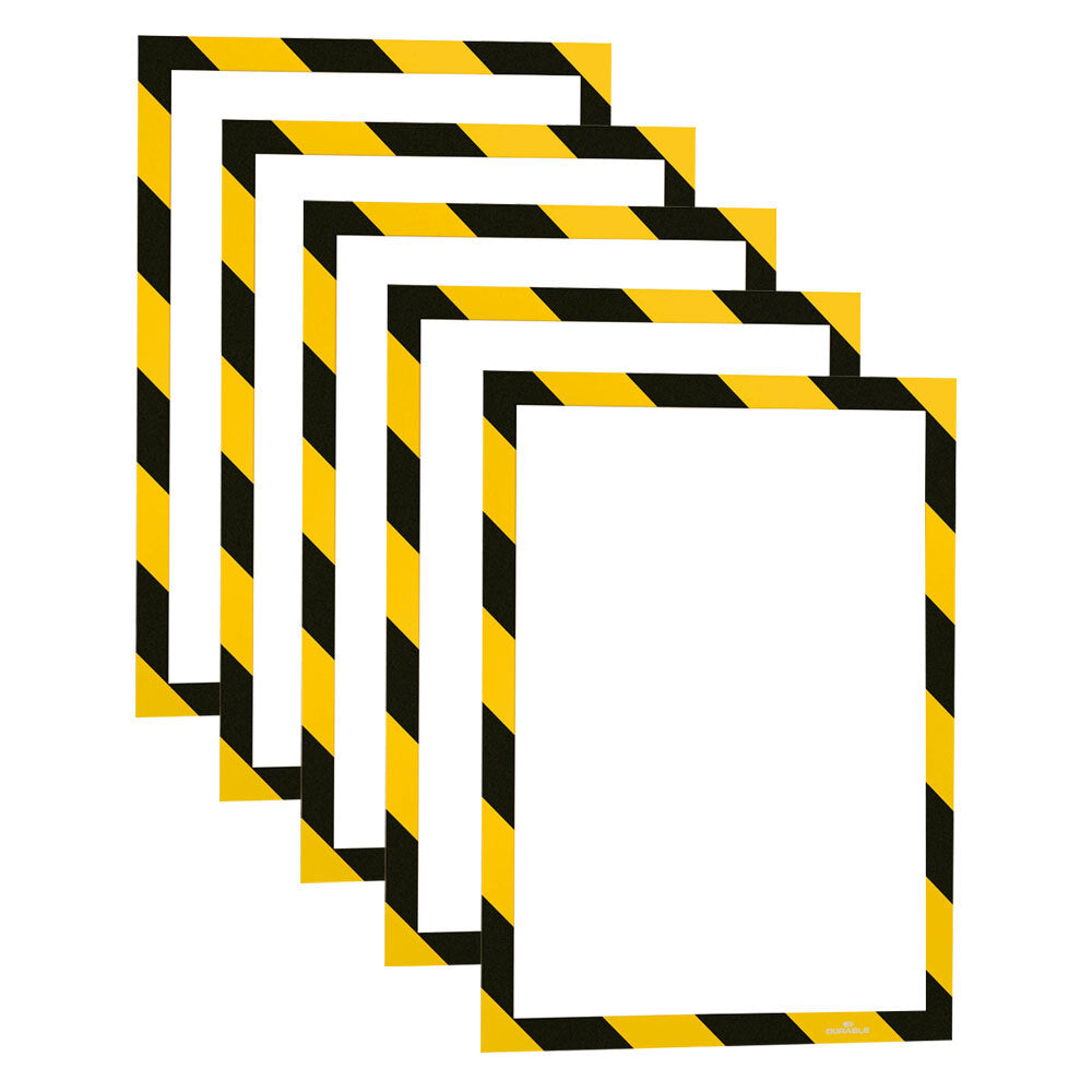 4945130-5pk-durable-duraframe-magnetic-security-a4-warning-sign-yellow-black