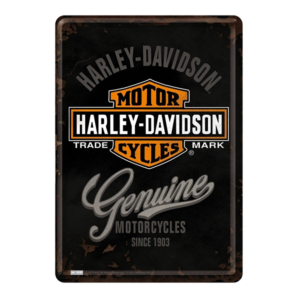 5110124-nostalgic-art-metal-mailing-postcard-harley-genuine-red-car-10x14cm