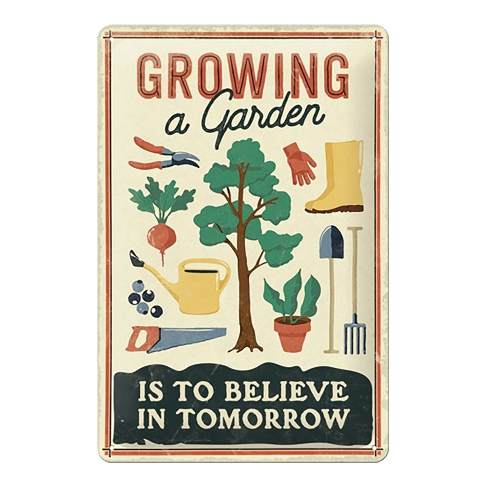 5122323-nostalgic-art-medium-metal-sign-growing-a-garden-20x30cm