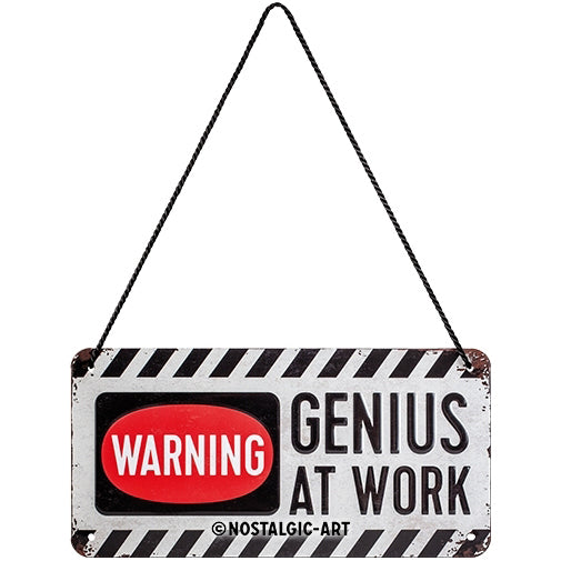 5128007-nostalgic-art-metal-10x20cm-hanging-sign-genius-at-work